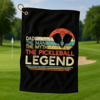 Men Vintage Pickleball Dad The Man The Myth The Legend Golf Towel