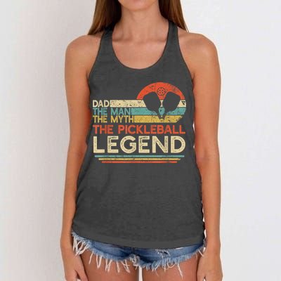 Men Vintage Pickleball Dad The Man The Myth The Legend Women's Knotted Racerback Tank