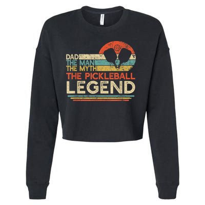 Men Vintage Pickleball Dad The Man The Myth The Legend Cropped Pullover Crew