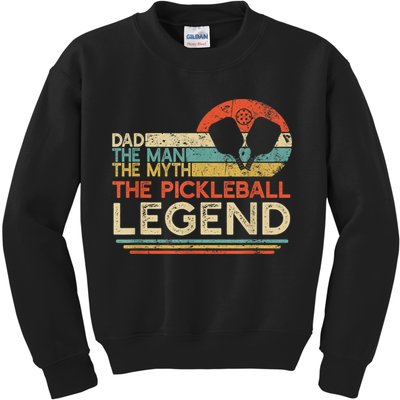 Men Vintage Pickleball Dad The Man The Myth The Legend Kids Sweatshirt