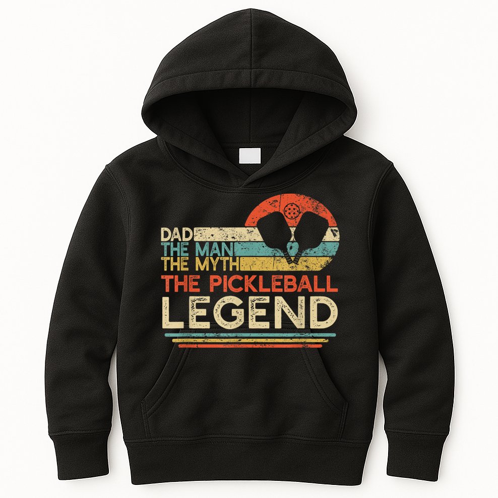 Men Vintage Pickleball Dad The Man The Myth The Legend Kids Hoodie