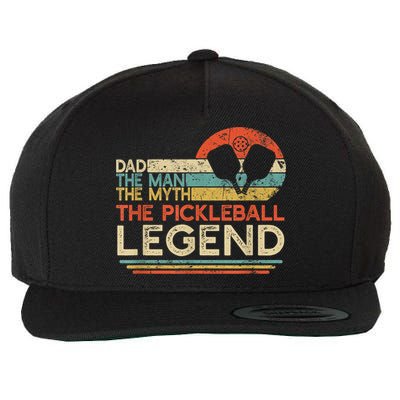 Men Vintage Pickleball Dad The Man The Myth The Legend Wool Snapback Cap