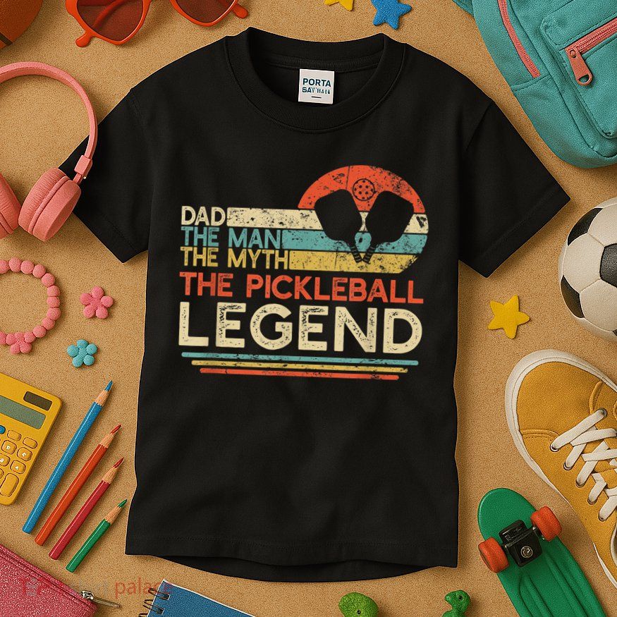 Men Vintage Pickleball Dad The Man The Myth The Legend Kids T-Shirt