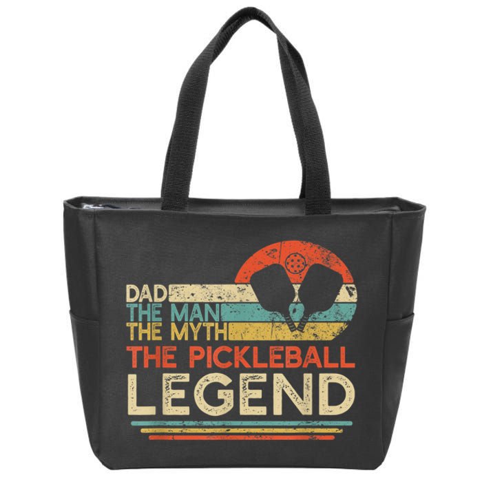 Men Vintage Pickleball Dad The Man The Myth The Legend Zip Tote Bag