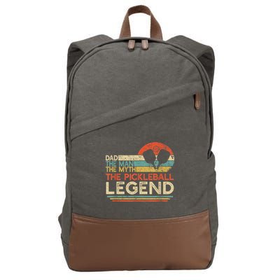 Men Vintage Pickleball Dad The Man The Myth The Legend Cotton Canvas Backpack