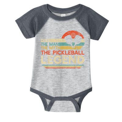 Men Vintage Pickleball Dad The Man The Myth The Legend Infant Baby Jersey Bodysuit