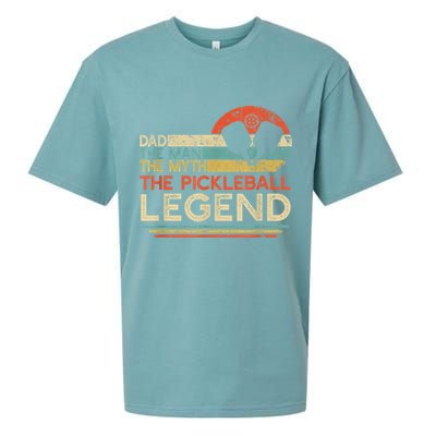 Men Vintage Pickleball Dad The Man The Myth The Legend Sueded Cloud Jersey T-Shirt