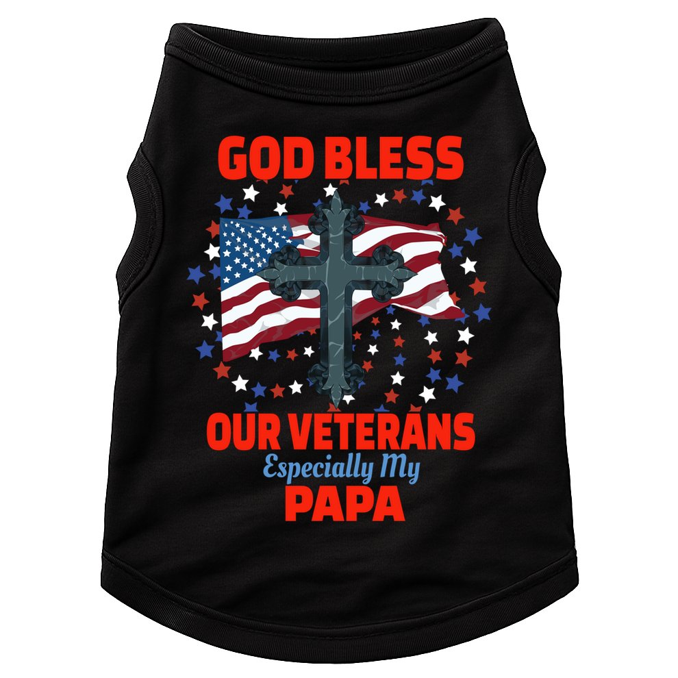 Military Veteran Papa For Proud Granddaughter Grandson Gift Doggie Tank
