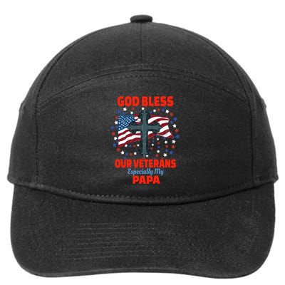 Military Veteran Papa For Proud Granddaughter Grandson Gift 7-Panel Snapback Hat