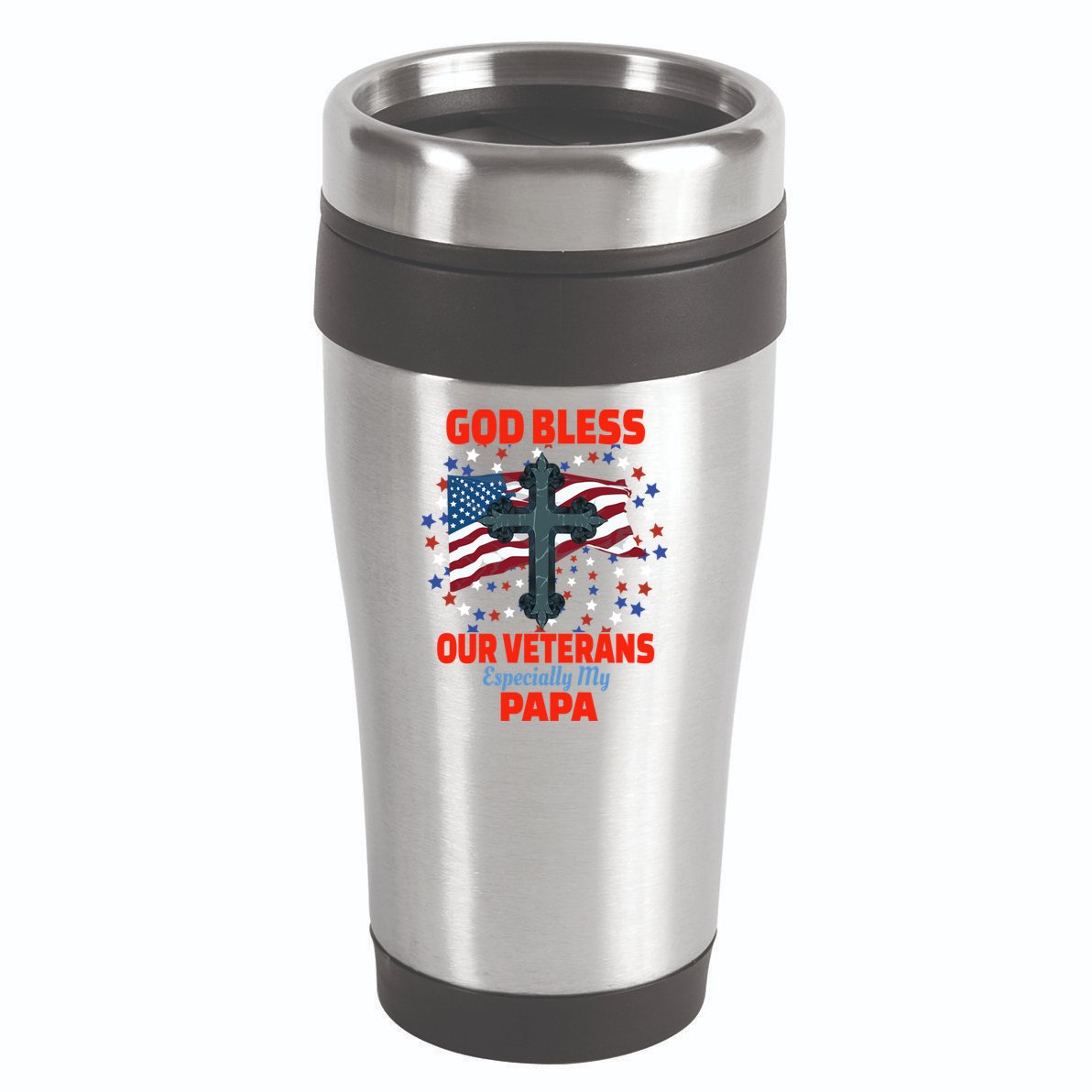 Military Veteran Papa For Proud Granddaughter Grandson Gift 16oz Travel Tumbler
