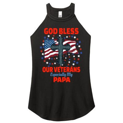 Military Veteran Papa For Proud Granddaughter Grandson Gift Women's Perfect Tri Rocker Tank
