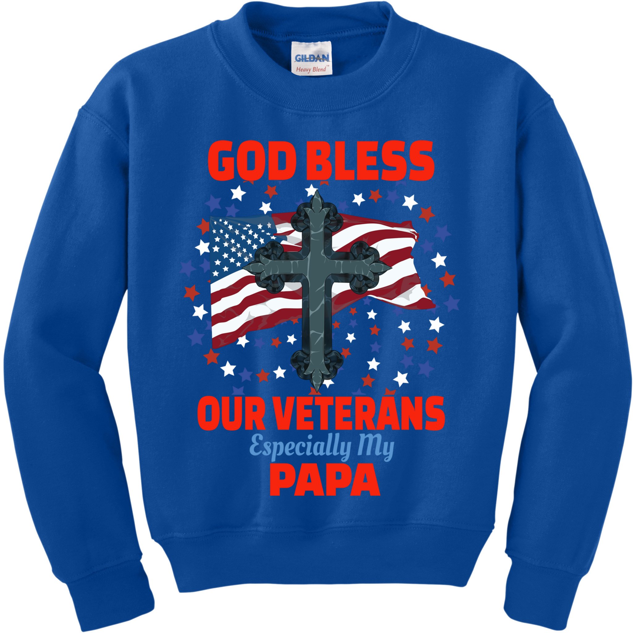 Military Veteran Papa For Proud Granddaughter Grandson Gift Kids Sweatshirt