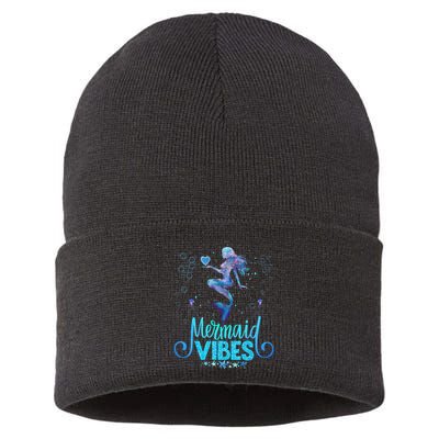 Mermaid Vibes Party Mermaid Tail Matching Family Halloween Sustainable Knit Beanie