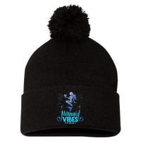 Mermaid Vibes Party Mermaid Tail Matching Family Halloween Pom Pom 12in Knit Beanie
