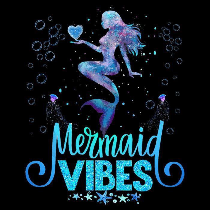 Mermaid Vibes Party Mermaid Tail Matching Family Halloween Pom Pom 12in Knit Beanie