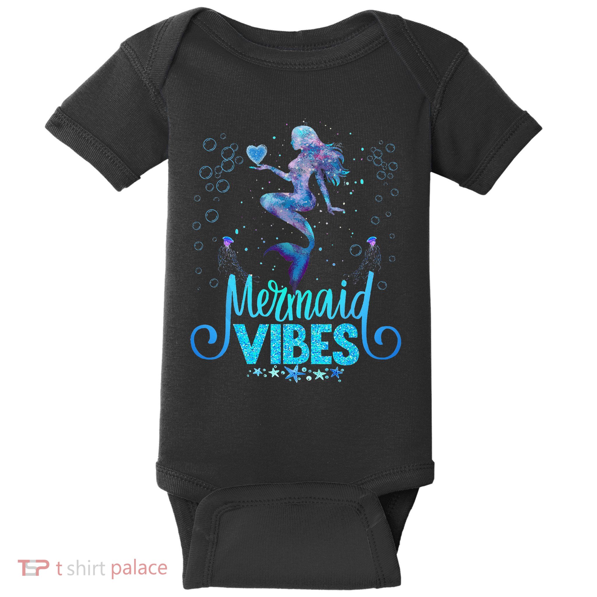Mermaid Vibes Party Mermaid Tail Matching Family Halloween Baby Bodysuit