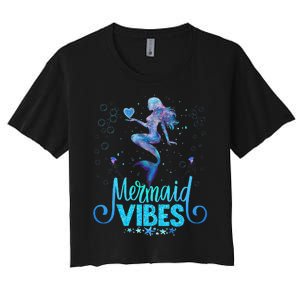 Mermaid Vibes Party Mermaid Tail Matching Family Halloween Women's Crop Top Tee