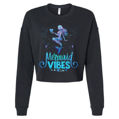 Mermaid Vibes Party Mermaid Tail Matching Family Halloween Cropped Pullover Crew