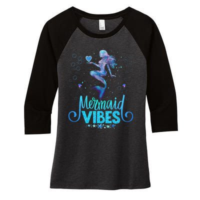 Mermaid Vibes Party Mermaid Tail Matching Family Halloween Women's Tri-Blend 3/4-Sleeve Raglan Shirt