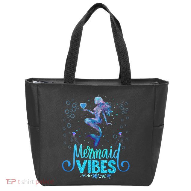 Mermaid Vibes Party Mermaid Tail Matching Family Halloween Zip Tote Bag