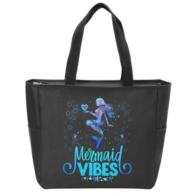 Mermaid Vibes Party Mermaid Tail Matching Family Halloween Zip Tote Bag