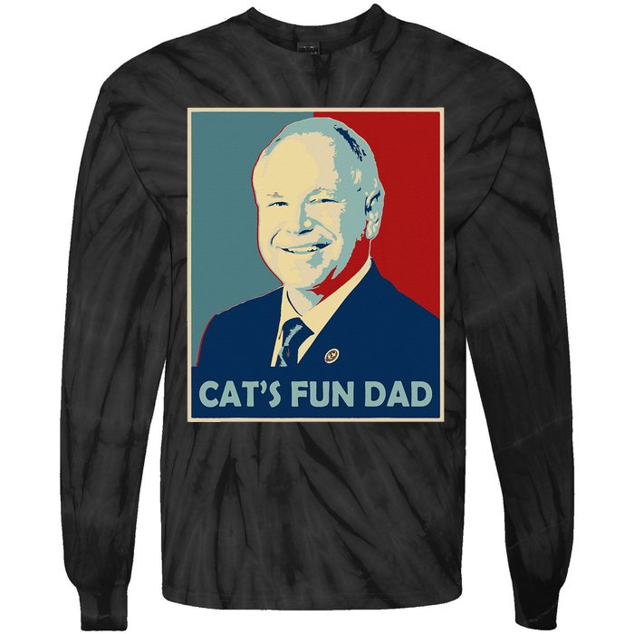 Mr Vice President Of America 2024 Tim Walz CatS Fun Dad Tie-Dye Long Sleeve Shirt