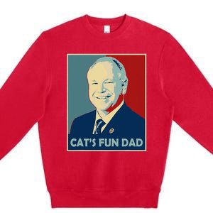 Mr Vice President Of America 2024 Tim Walz CatS Fun Dad Premium Crewneck Sweatshirt