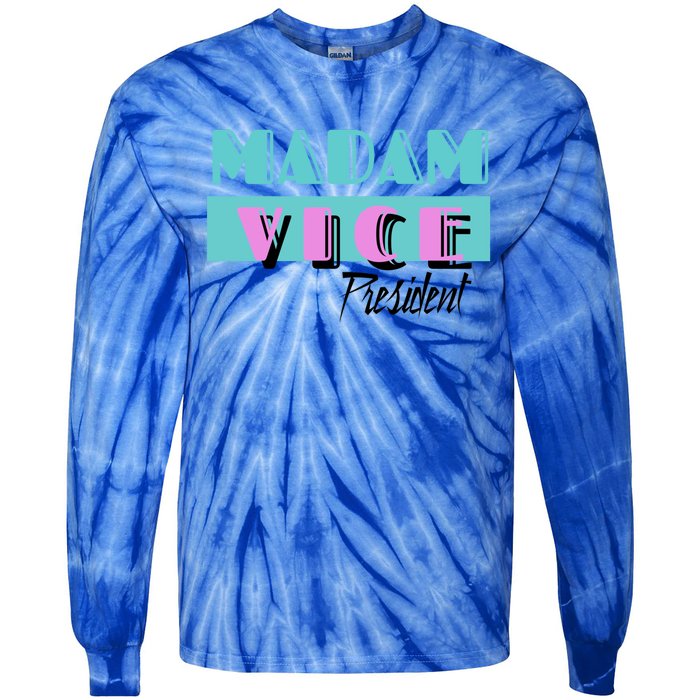 Madam Vice President Vintage 90s Gift Tie-Dye Long Sleeve Shirt