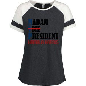 Madam Vice President Kamala Harris 2024 Election Political Gift Enza Ladies Jersey Colorblock Tee