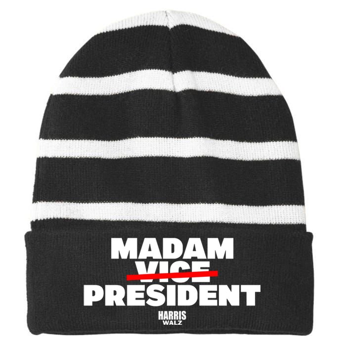 Madam Vice President Harris Walz Striped Beanie with Solid Band