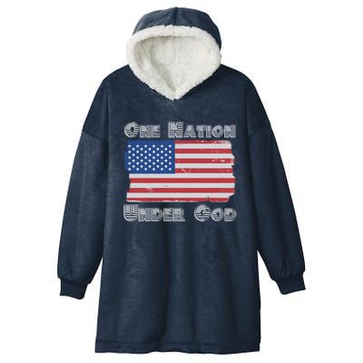 Military Veterans Patriotic Americans One Nation Under God Gift Hooded Wearable Blanket