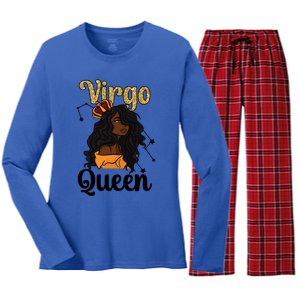 Melanin Virgo Queen Black Virgo Zodiac Sign Virgo Horoscope Meaningful Gift Women's Long Sleeve Flannel Pajama Set 