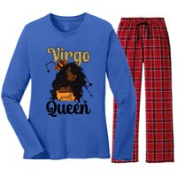 Melanin Virgo Queen Black Virgo Zodiac Sign Virgo Horoscope Meaningful Gift Women's Long Sleeve Flannel Pajama Set 