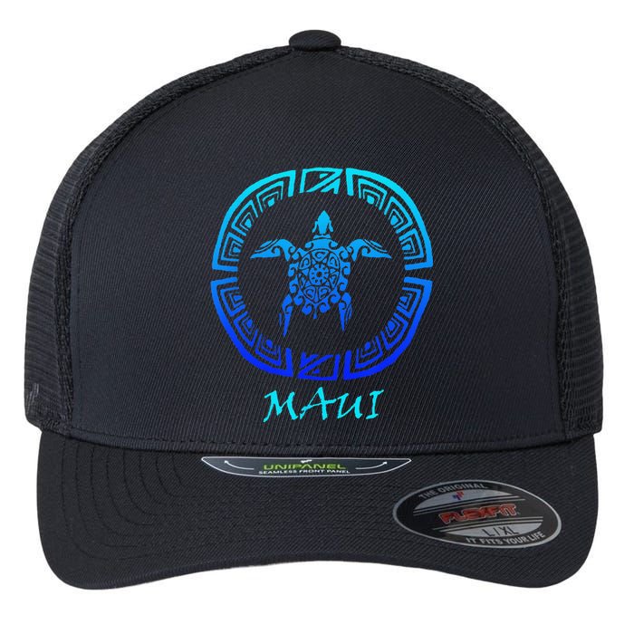 Maui Vintage Retro Tribal Sea Turtle Throwback Flexfit Unipanel Trucker Cap