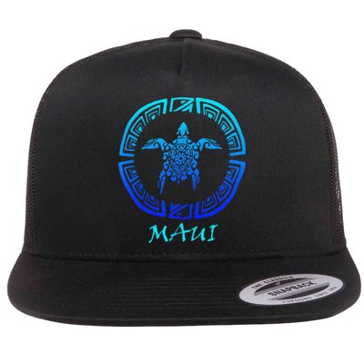 Maui Vintage Retro Tribal Sea Turtle Throwback Flat Bill Trucker Hat