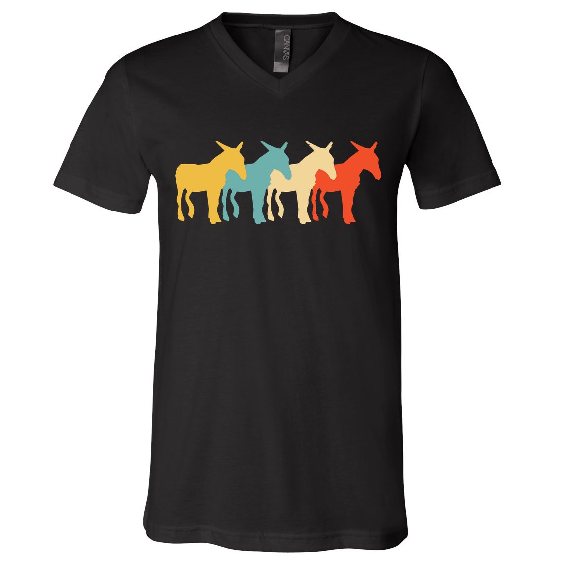 Mule Vintage Retro Donkey Horse Hybrid Lover 60s 70s Gift V-Neck T-Shirt