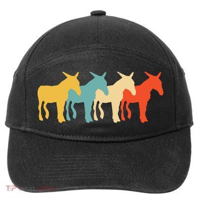 Mule Vintage Retro Donkey Horse Hybrid Lover 60s 70s Gift 7-Panel Snapback Hat