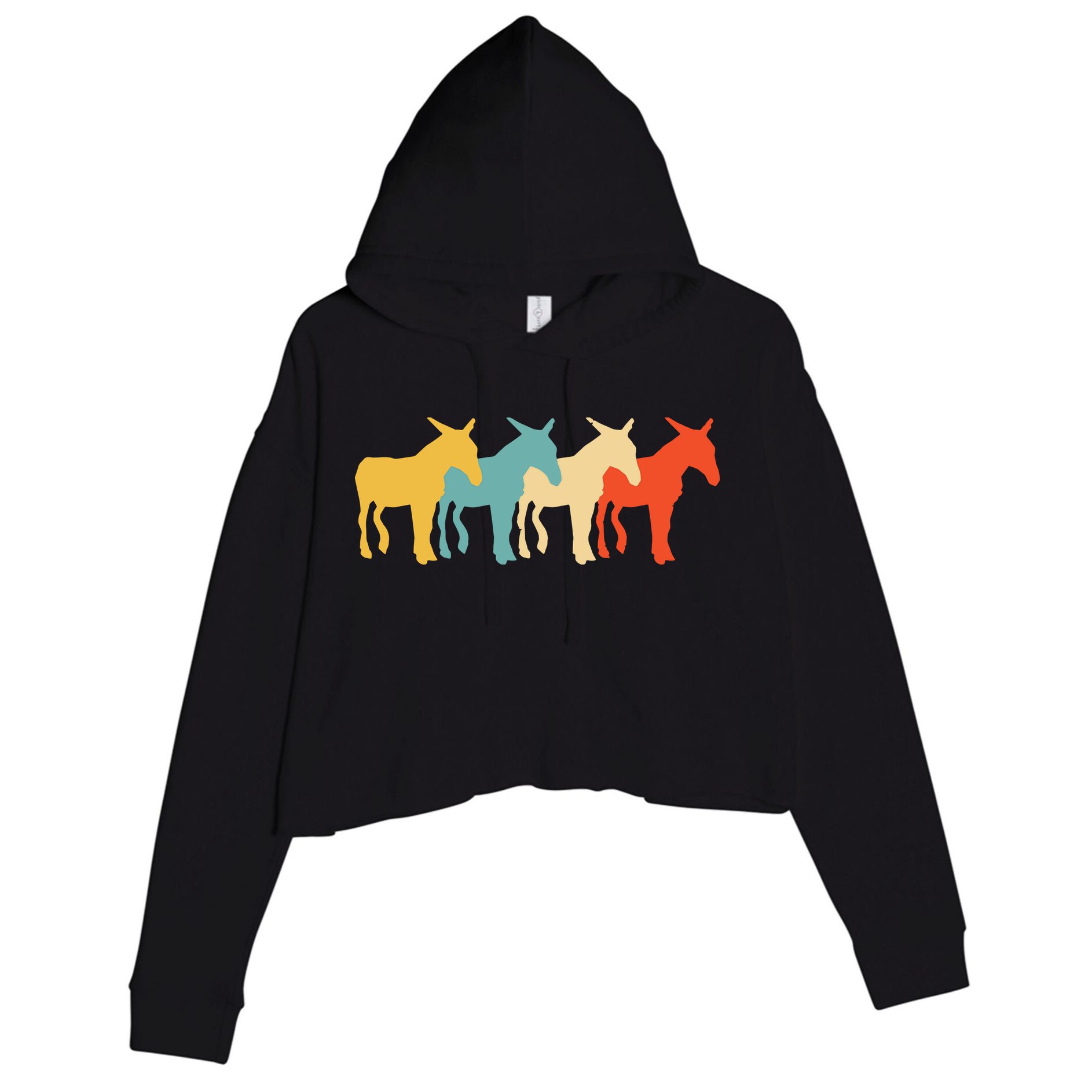 Mule Vintage Retro Donkey Horse Hybrid Lover 60s 70s Gift Crop Fleece Hoodie