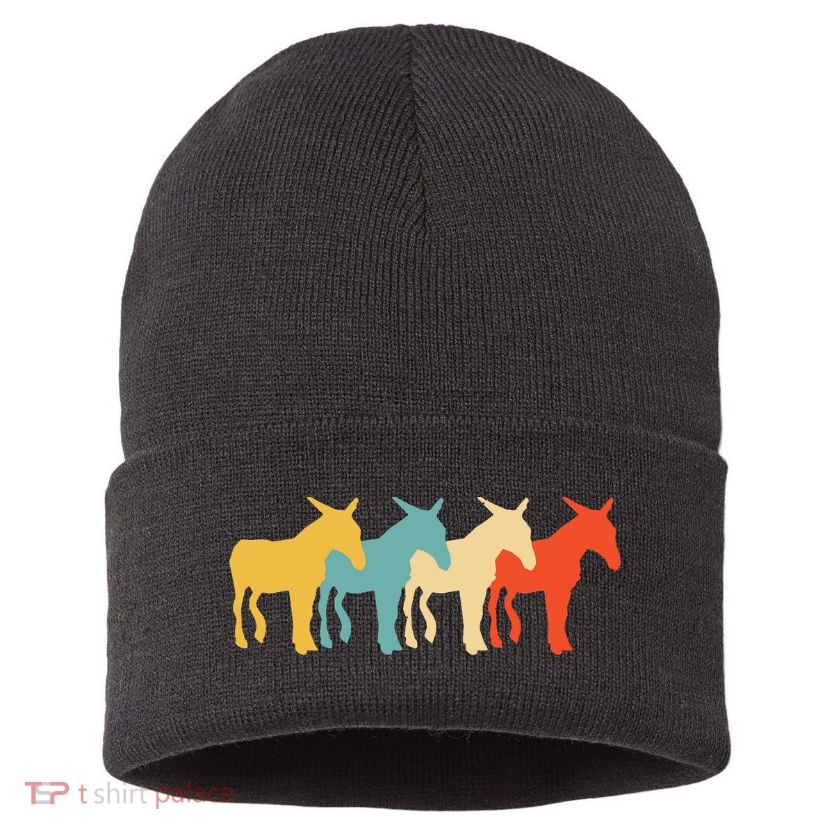 Mule Vintage Retro Donkey Horse Hybrid Lover 60s 70s Gift Sustainable Knit Beanie
