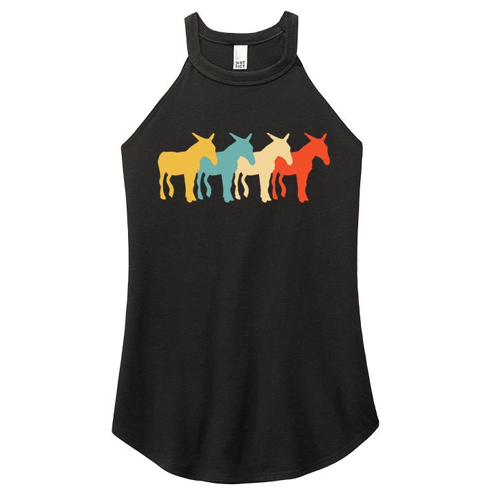 Mule Vintage Retro Donkey Horse Hybrid Lover 60s 70s Gift Women's Perfect Tri Rocker Tank