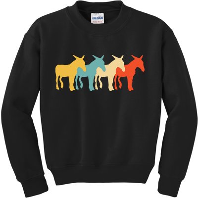 Mule Vintage Retro Donkey Horse Hybrid Lover 60s 70s Gift Kids Sweatshirt