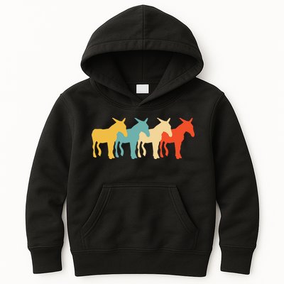 Mule Vintage Retro Donkey Horse Hybrid Lover 60s 70s Gift Kids Hoodie