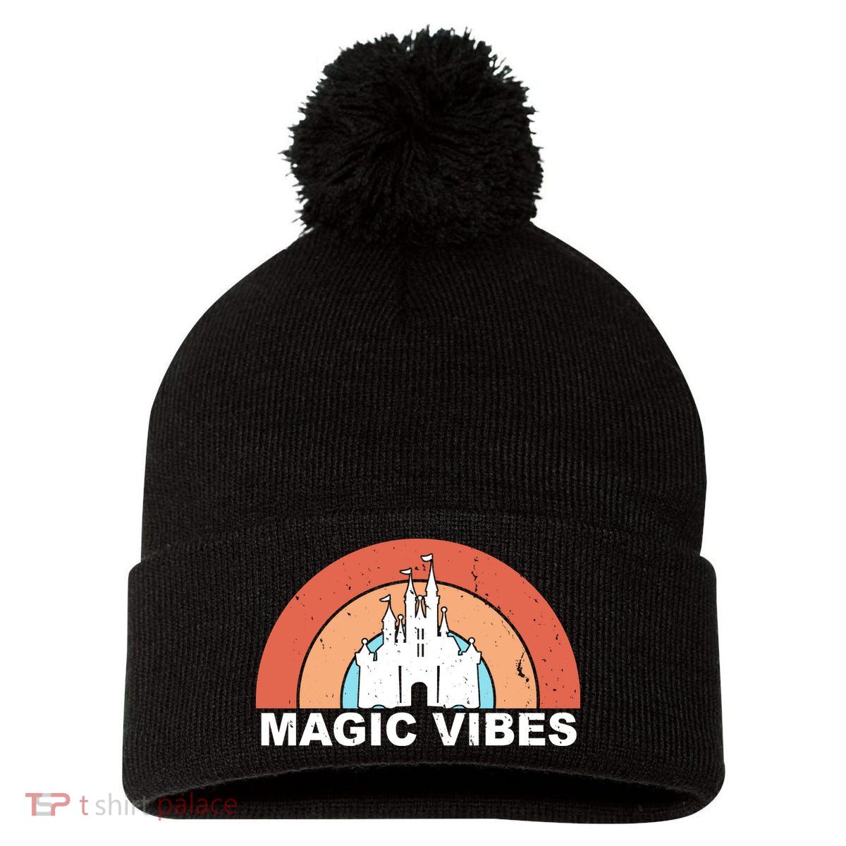 Magic Vibes Retro Pom Pom 12in Knit Beanie