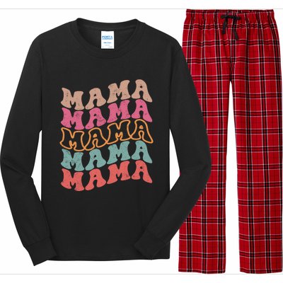 Mama Vintage Retro Groovy For MotherS Day Long Sleeve Pajama Set