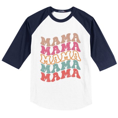 Mama Vintage Retro Groovy For MotherS Day Baseball Sleeve Shirt