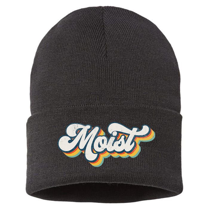 Moist Vintage Retro 80s Funny Sarcastic Moist Sustainable Knit Beanie