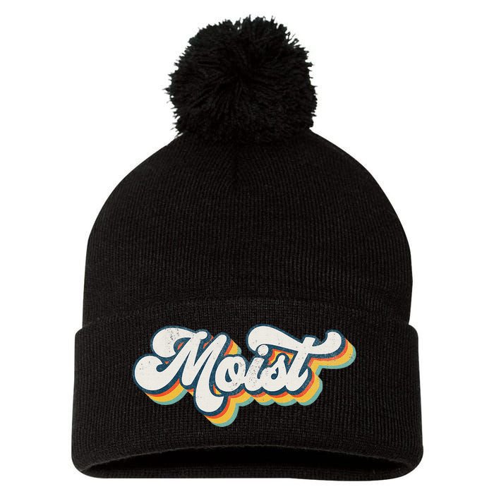 Moist Vintage Retro 80s Funny Sarcastic Moist Pom Pom 12in Knit Beanie