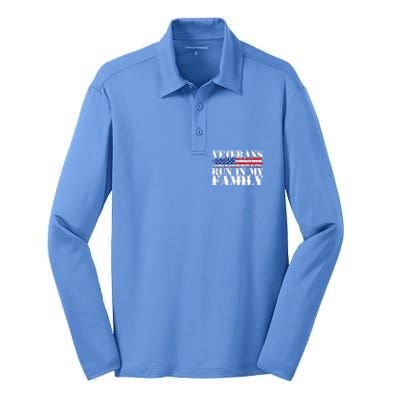 Military Veterans Run in My Family Running Silk Touch Performance Long Sleeve Polo