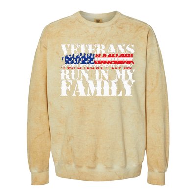 Military Veterans Run in My Family Running Colorblast Crewneck Sweatshirt