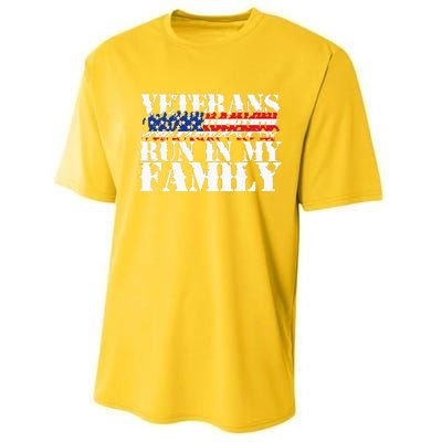 Military Veterans Run in My Family Running Performance Sprint T-Shirt